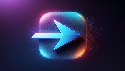 A vibrant, glowing arrow symbol emerges from a colorful square, symbolizing direction and movement in a digital context.