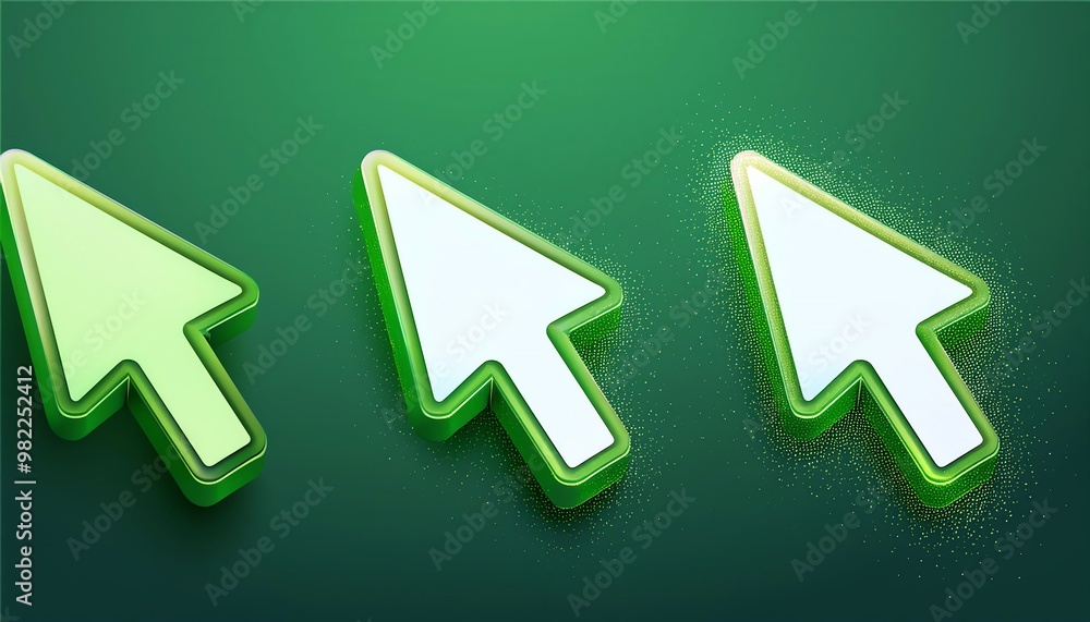 Aufkleber a series of green cursor arrows on a gradient background, depicting motion and digital navigation.