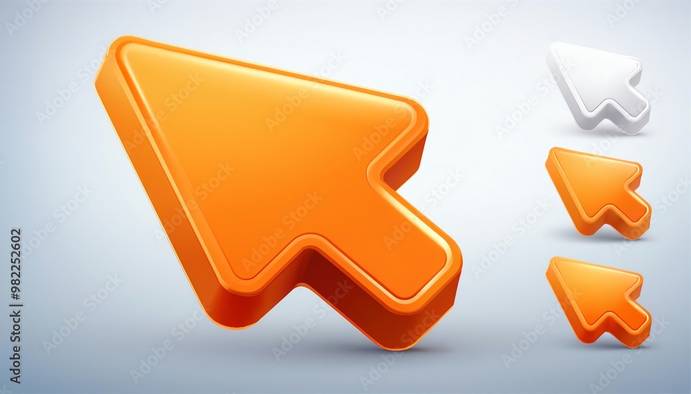 Poster a stylish graphic of cursor icons in orange and white, perfect for digital design and web navigation