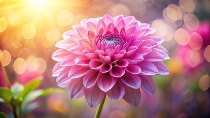 Obraz premium A delicate pink flower unfurls, its intricate petals dancing in the gentle breeze, set against a misty, dreamy