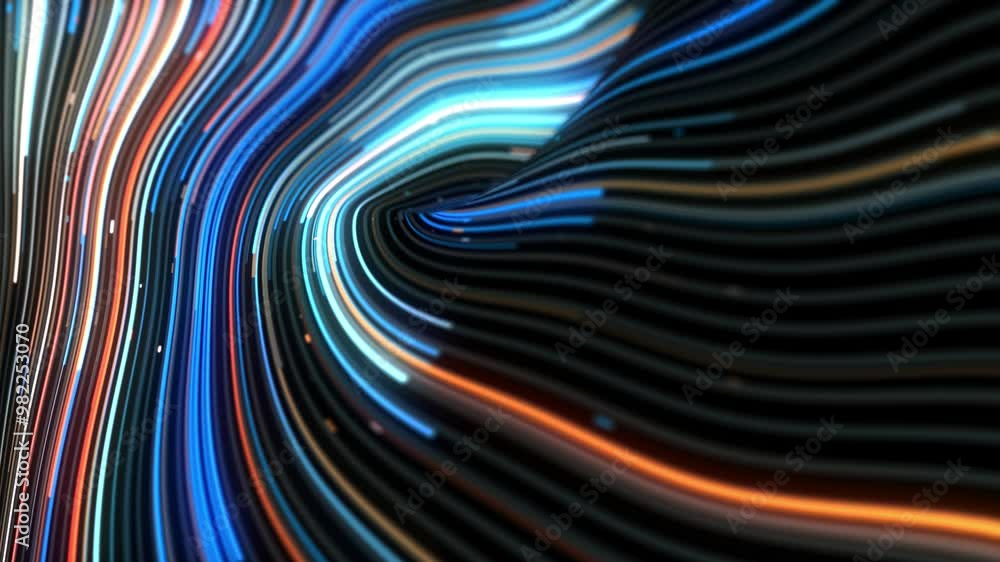 Poster flowing and glowing abstract neon lines creating a vibrant background