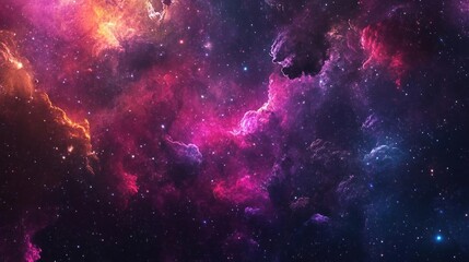 Obraz premium A vibrant cosmic landscape with swirling nebulae and a scattering of stars, capturing the beauty of the universe.