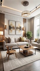 minimalist living room with a sophisticated, beautiful design.