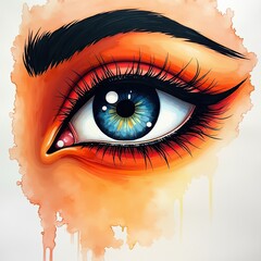 Watercolor of Durga&rsquo;s Face Emphasizing Her Third Eye for Durga Ashtami &ndash; Best for Print or Wall Art Decoration