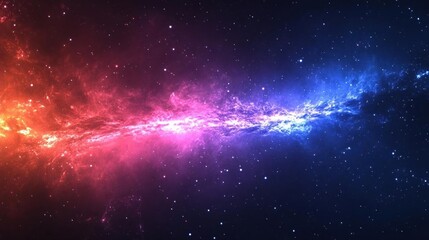 Obraz premium Abstract space background with bright red and blue nebulae and glittering stars.
