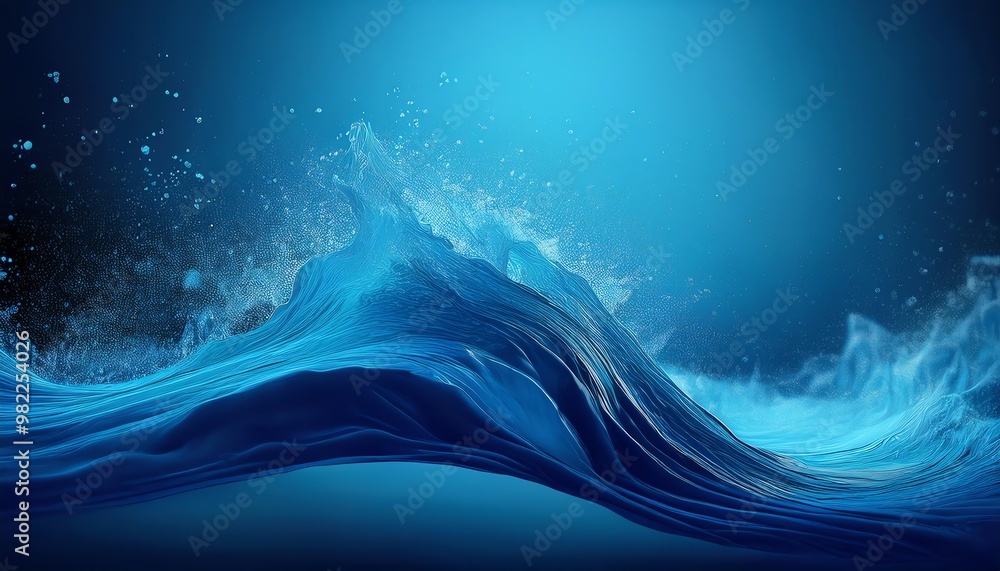 Poster a serene abstract image depicting dynamic ocean waves and sparkling water droplets in varying shades