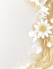 abstract floral background - abstract golden and white floral background with flowers background - Generative AI