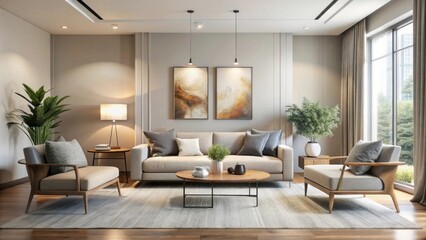 Fototapeta premium minimalist living room with a sophisticated, beautiful design.