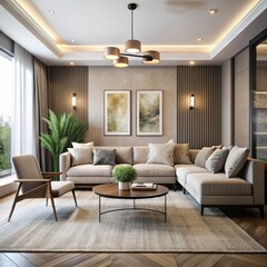 minimalist living room with a sophisticated, beautiful design.