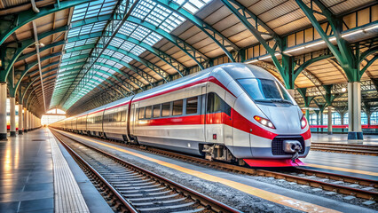 Fototapeta premium Trenitalia Pop electric train parked in an Italian railway station, Trenitalia, Pop