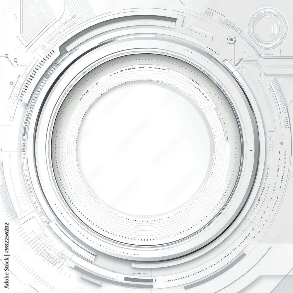 Poster abstract white futuristic circular background with copy space.