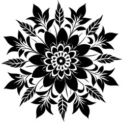 Floral pattern silhouette vector illustration on white background