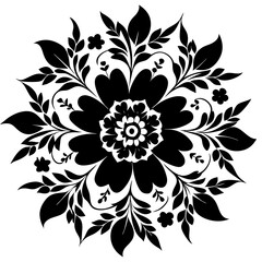 Floral pattern silhouette vector illustration on white background