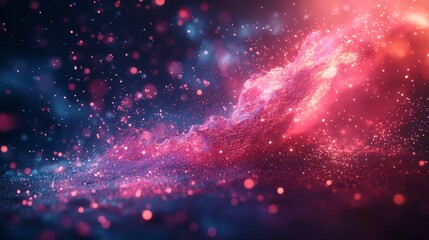 Obraz premium Abstract Pink and Blue Glittering Cosmic Landscape