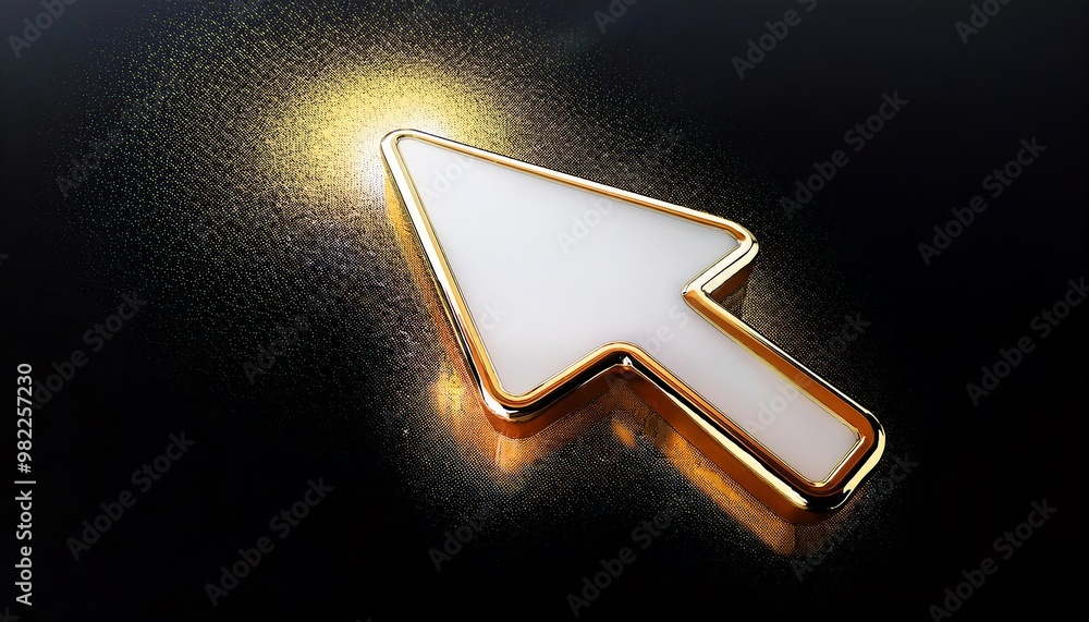 Poster a sparkling cursor arrow on a dark background, symbolizing navigation and digital interaction.