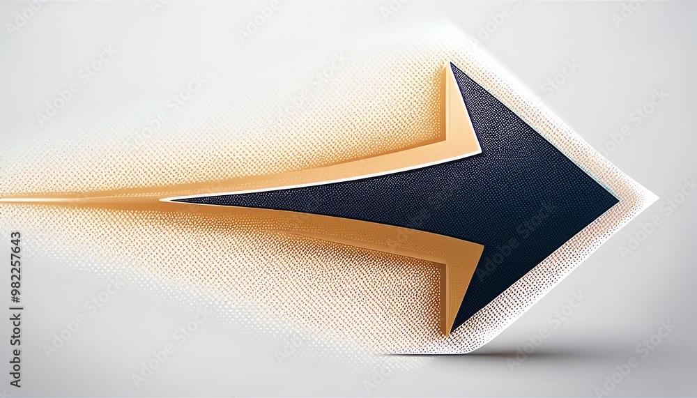 Poster a stylized arrow with a dynamic, fragmented design, suggesting movement and direction in a modern ae