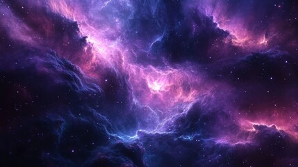 A Cosmic Nebula with Swirling Clouds of Gas and Dust, Illuminating Stars