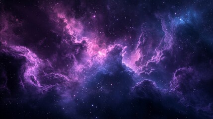 Naklejka premium A Cosmic Nebula With Swirling Clouds of Purple Gas and Scattered Stars