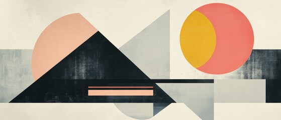 Modern geometric design with minimalist aesthetics, showcasing bold shapes and muted tones, creating a striking visual impact against a clean, uncluttered background