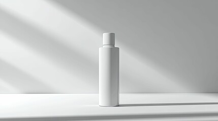 White Cylindrical Bottle with a White Cap on a White Surface