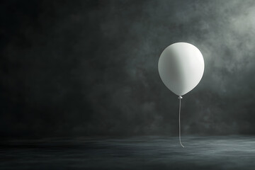 3D illustration of a white sphere with reflections, floating in a blue sky with white clouds