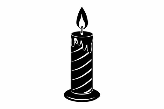 recommend clip art: burning candle on a white background. candle line art silhouette vector illustration