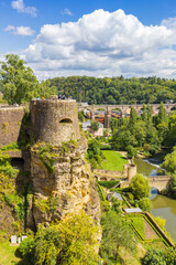 Round tower of the historic Bock Casemates in Luxembourg city