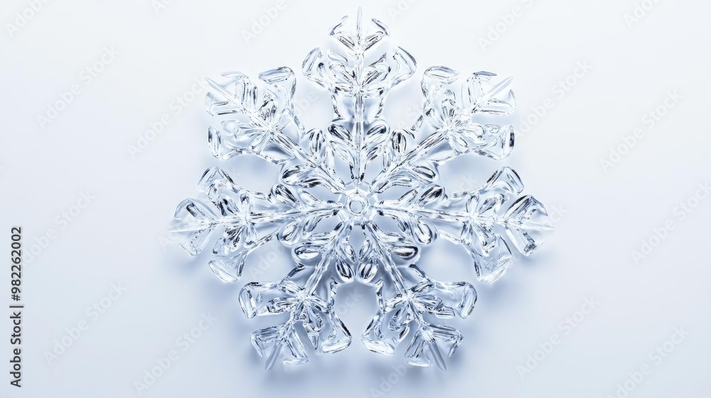 Poster a detailed, crystal-clear snowflake design showcasing intricate patterns and delicate beauty against