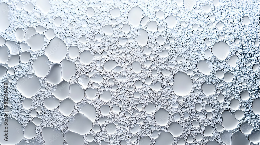 Poster abstract grey and white water droplets background with a close-up view of the bubbles and texture