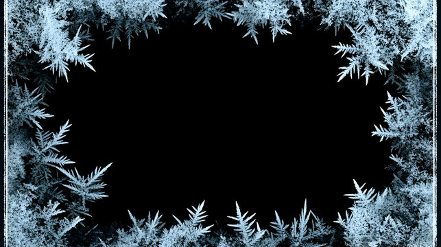 Intricate Frosty Design on a Window Pane, Creating a Cool Wintery Background