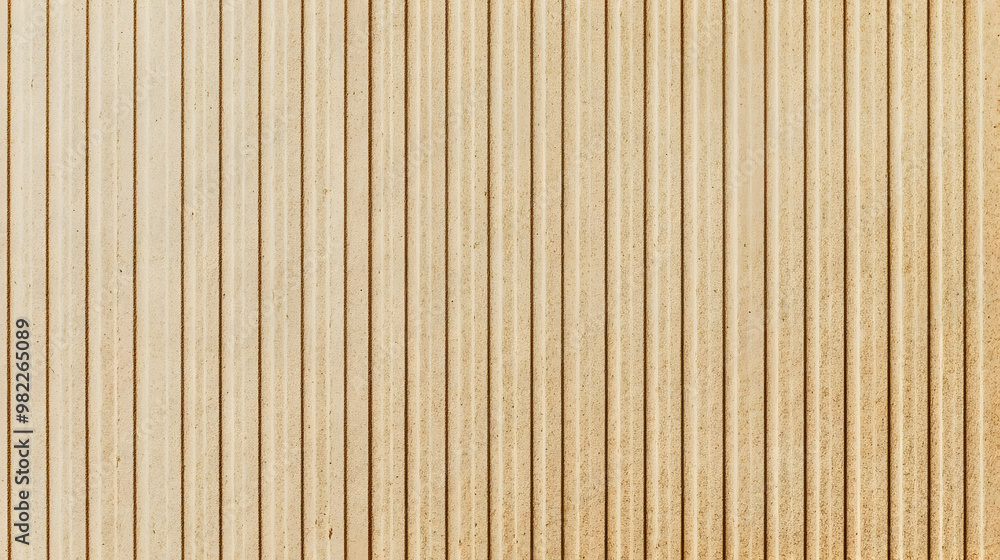 Aufkleber close-up of a brown cardboard surface with vertical lines showing the texture and grain of the paper