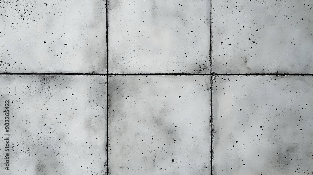 Poster a close-up view of a gray concrete wall with a subtle texture and black grout lines, ideal for a mod