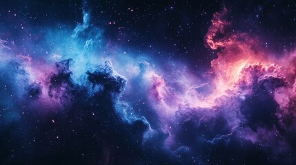 Obraz premium Cosmic Nebula with Blue and Pink Clouds and Stars
