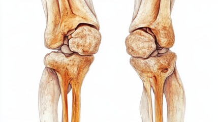 illustration knee osteoarthritis on white background