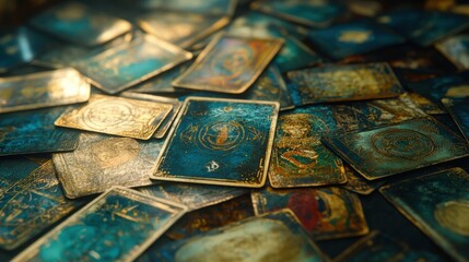tarot cards displayed in a mystical arrangement, representing mysticism and the occult on a banner background