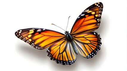 Fototapeta premium Butterfly isolated on a white background, nature, colorful, wings, insect, beautiful, flying, delicate, transformation