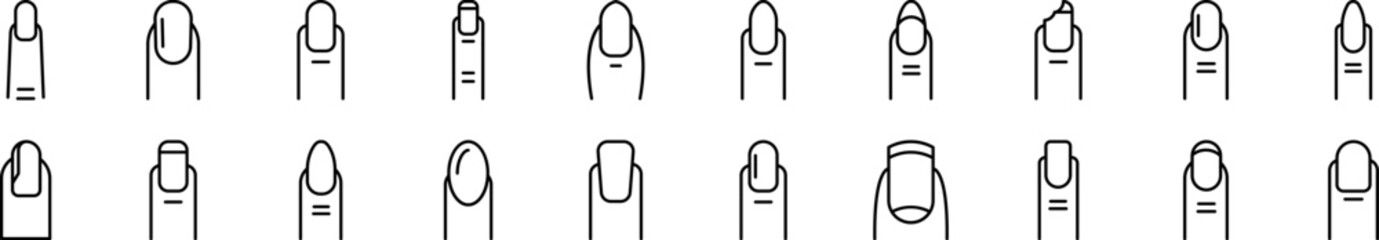Nail Set of Thin Icons. Editable Stroke. Suitable for Web Sites, Books, Cards, Apps