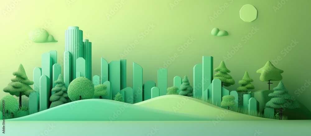 Aufkleber 3d abstract business chart background with gradient green design