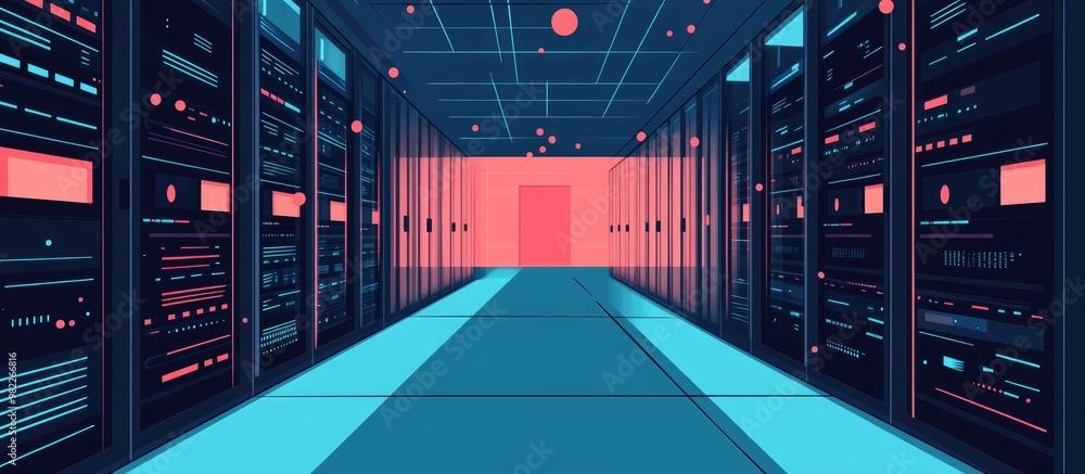 Aufkleber data center featuring a network of interconnected servers