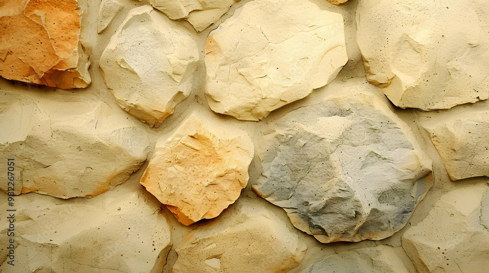 Aufkleber a close-up view of a stone wall with unevenly sized and shaped stones, creating a textured and rusti