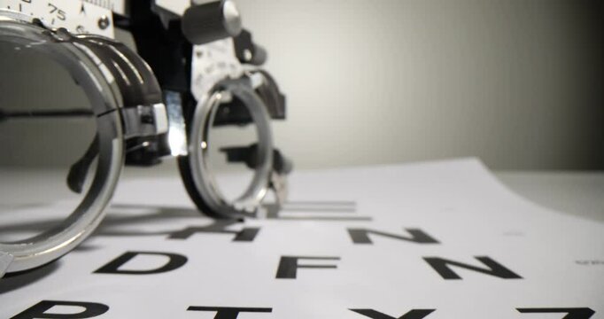 Glasses for selection of lenses and vision diagnostics. Ophthalmologist's tool