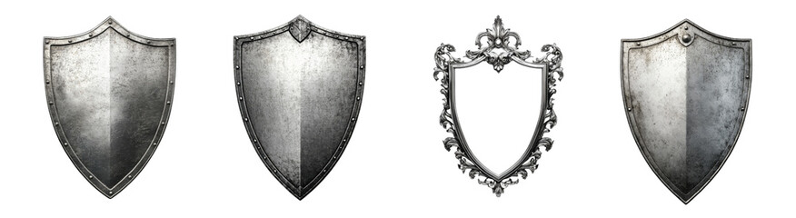 Elegant collection of decorative shields displayed artistically Transparent Background.
