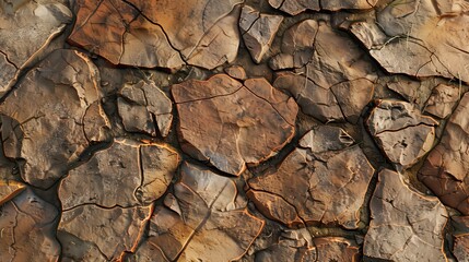 Fototapeta premium Close-Up Photograph of Cracked Dry Earth in Desert Environment - Detailed Texture and Natural Patterns
