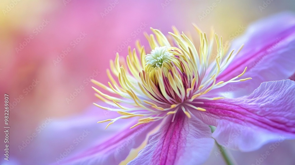 Canvas Prints Close-up of a Delicate Pink Flower with Yellow Stamens