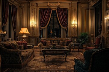 Elegant Living Room with Ornate Details