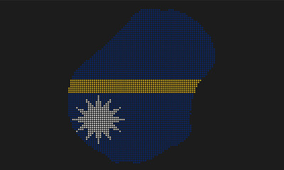 Nauru dotted map flag with grunge texture in mosaic dot style. Abstract pixel vector illustration of a country map with halftone effect for infographic.&nbsp;
