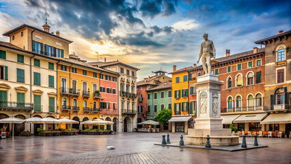 Historic square in Verona with statues, cafes, and shops, Piazza dei Signori, Verona, Italy, historic, square, statues