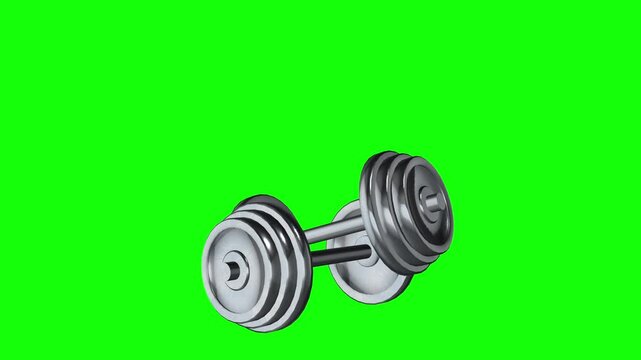 dumbbells on green background