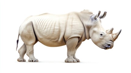 Fototapeta premium White Rhino Isolated on White Background