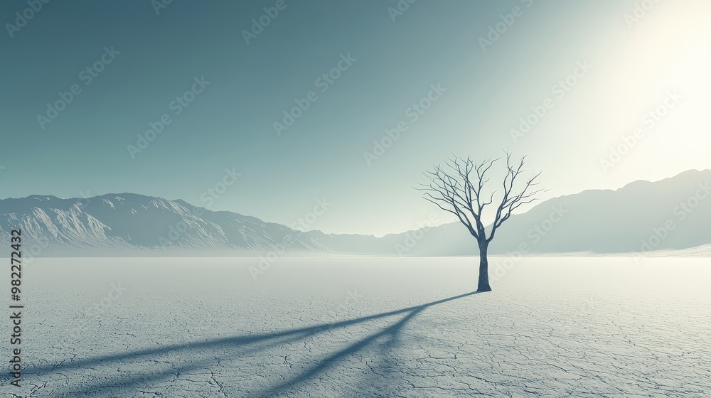 Poster a barren landscape with the shadows of trees that once stood